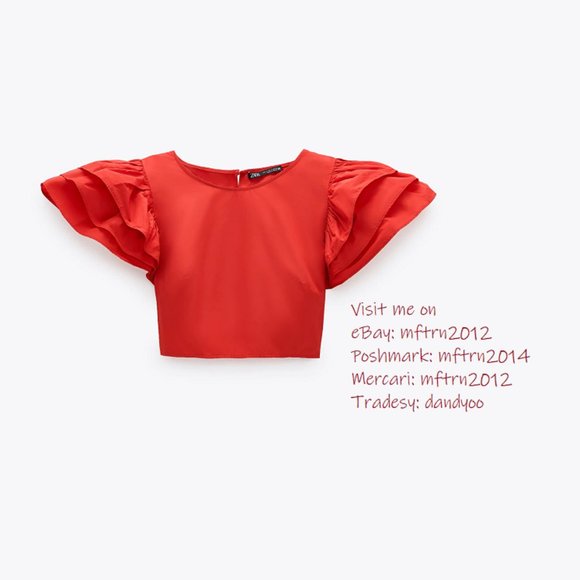 ZARA Crop Top with Ruffled Sleeves - Picture 11 of 11
